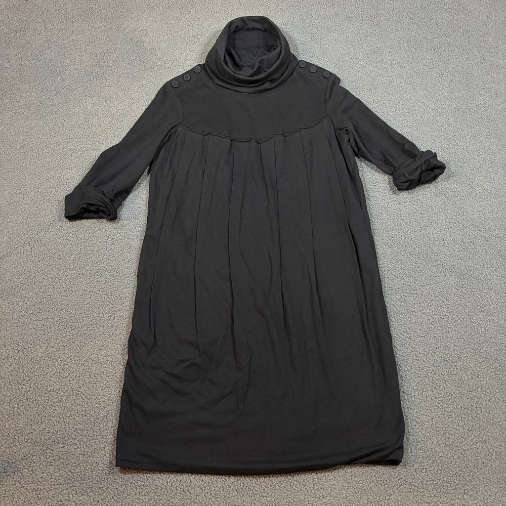 3.1 Phillip Lim Dress Womens S Black Cotton Wool Pleated Button Shoulder 8775